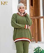 V-neck knit suit - Image 3