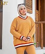 V-neck knit suit - Image 2