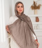 Thai Ruffled Hijab with Lace Detail ( Medium Coffee ) - Image 3