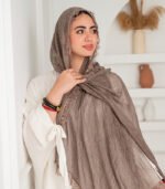 Thai Ruffled Hijab with Lace Detail ( Medium Coffee ) - Image 2