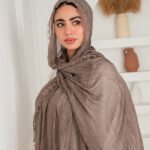 Thai Ruffled Hijab with Lace Detail ( Medium Coffee )