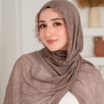 Thai Ruffled Hijab with Lace Detail ( Dusty Mink )