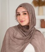 Thai Ruffled Hijab with Lace Detail ( Dusty Mink )