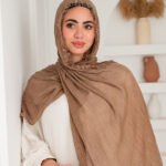 Thai Ruffled Hijab with Lace Detail (Cafe)