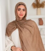 Thai Ruffled Hijab with Lace Detail (Cafe)