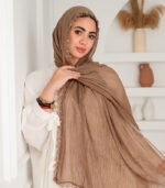 Thai Ruffled Hijab with Lace Detail (Cafe) - Image 3