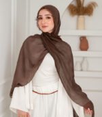 Thai Ruffled Hijab with Lace Detail ( Dark Brown ) - Image 2