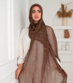 Thai Ruffled Hijab with Lace Detail (Bronze Brown ) - Image 2