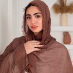 Thai Ruffled Hijab with Lace Detail ( Warm Brown )