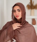 Thai Ruffled Hijab with Lace Detail ( Warm Brown )