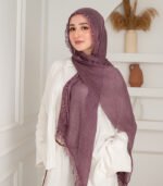 Thai Ruffled Hijab with Lace Detail ( Dusty Purple) - Image 2