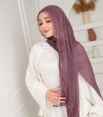 Thai Ruffled Hijab with Lace Detail ( Dusty Purple) - Image 3