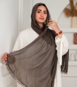 Thai Ruffled Hijab with Lace Detail ( Espresso Brown ) - Image 3