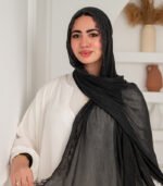 Thai Ruffled Hijab with Lace Detail ( Dirty Black ) - Image 3
