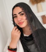 Thai Ruffled Hijab with Lace Detail ( Dirty Black )