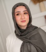 Thai Ruffled Hijab with Lace Detail ( Ash Brown ) - Image 3