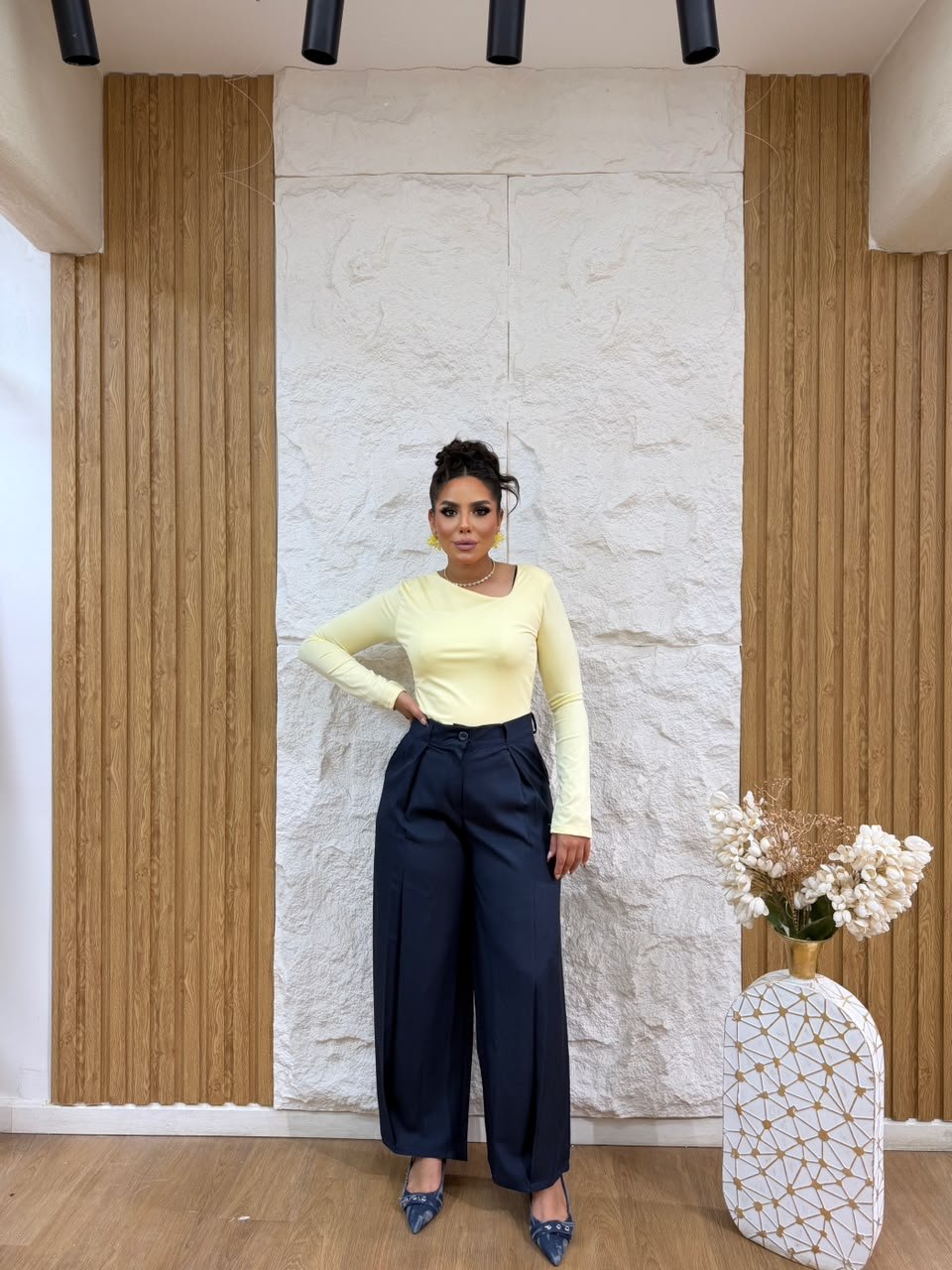 WhatsApp Image 2026-08-04 at 6.32.59 PM (1) Plain Wide-Leg Pants with Crease - Image 1
