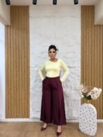 Plain Wide-Leg Pants with Crease - Image 6