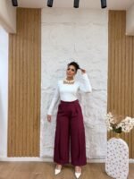 Striped Wide-Leg Pants with Crease - Image 6