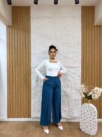 Striped Wide-Leg Pants with Crease - Image 3