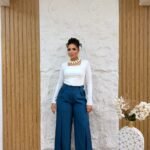Striped Wide-Leg Pants with Crease