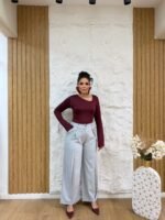 Striped Wide-Leg Pants with Crease - Image 5