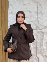 Plain Blazer with Lace Trim - Image 6