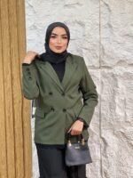 Plain Blazer with Lace Trim - Image 5