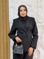 Striped Blazer with Lace Trim - Image 2