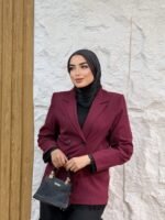 Striped Blazer with Lace Trim