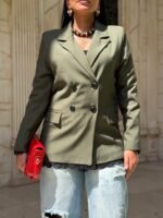 Plain Blazer with Lace Trim - Image 3