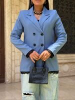Plain Blazer with Lace Trim - Image 2