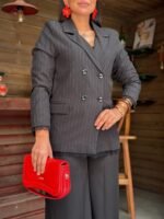 Striped Blazer with Lace Trim - Image 3