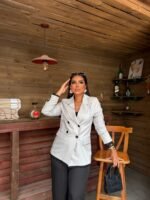 Striped Blazer with Lace Trim - Image 6