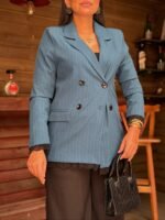 Striped Blazer with Lace Trim - Image 4