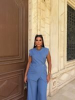 Sleeveless Linen suit with Tie Waist - Image 7
