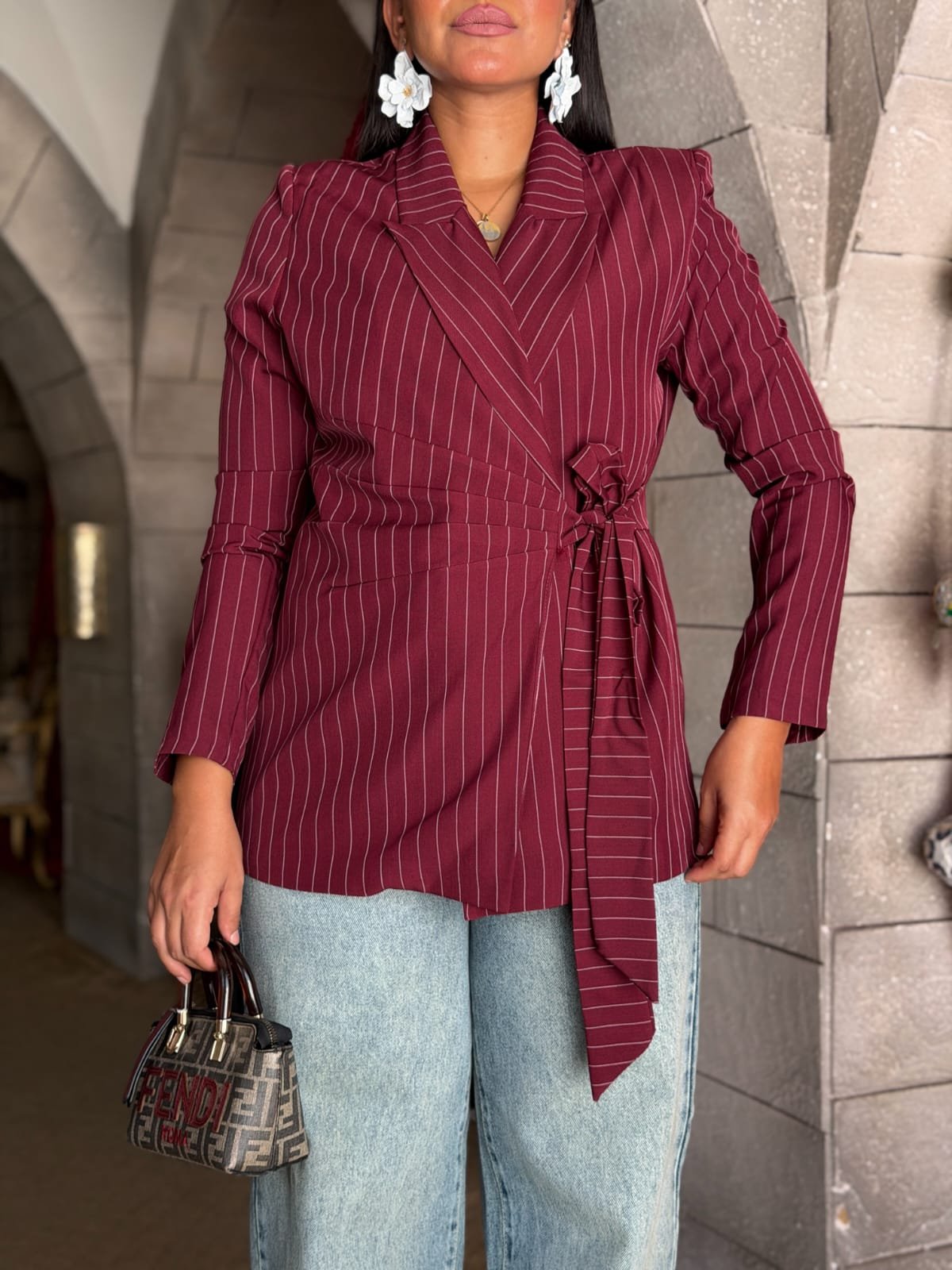 WhatsApp Image 2026-09-18 at 3.27.32 PM Striped Blazer with Tie Waist - Image 1